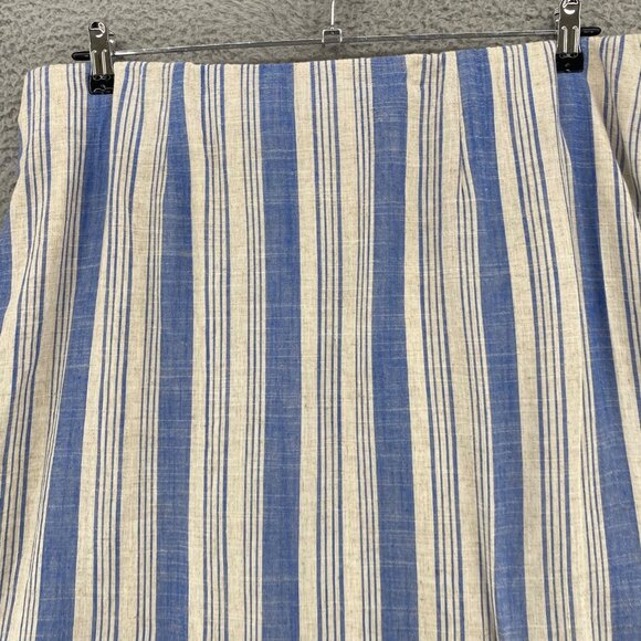 Torrid Skirt Womens 2 US 18 Plus Ivory Blue Striped Linen Pull On Above Knee NWT - Picture 2 of 11